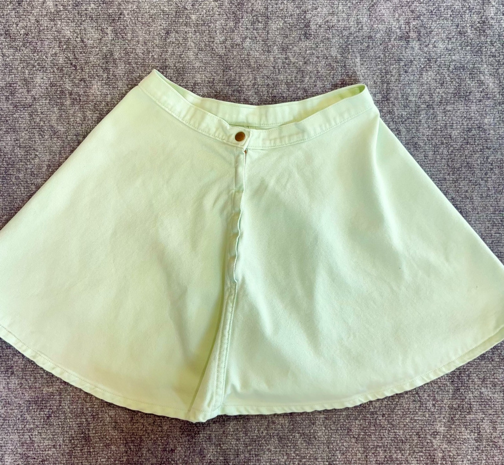American Apparel Mint Green Denim Circle Skirt Womens Med Made in USA Mini